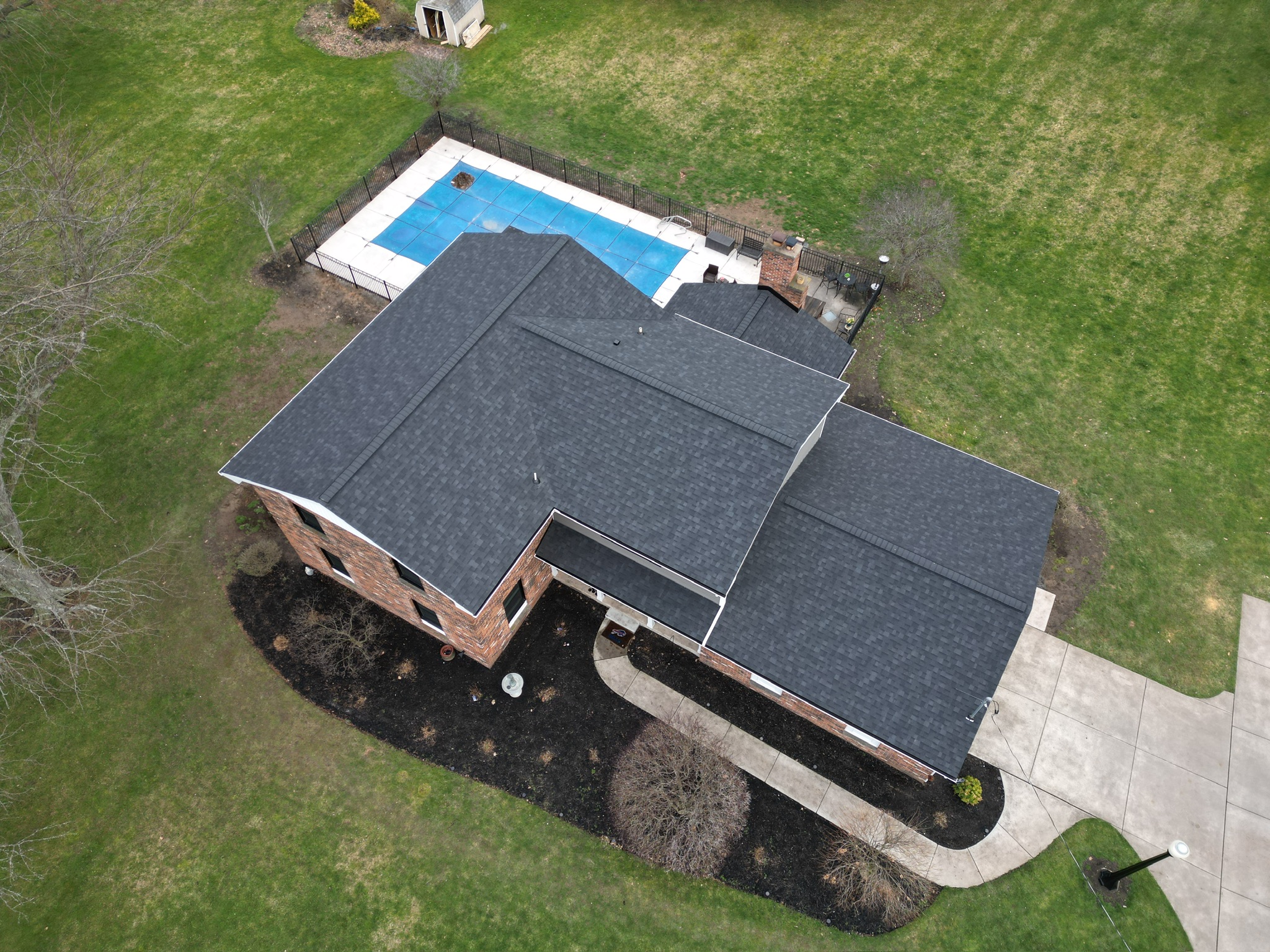 Freshly installed roof on a suburban home